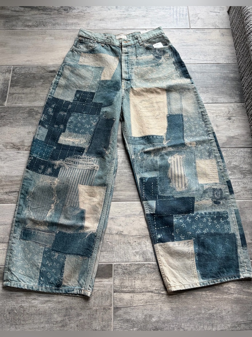 We The Free woman’s Patchwork Indigo & Cream Relaxed Jeans